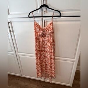 Nine West Orange Patterned Spaghetti Strap Dress